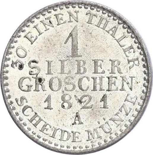 Реверс монеты - 1 серебряный грош 1821 года A - цена серебряной монеты - Пруссия, Фридрих Вильгельм III