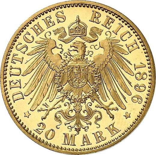 Reverso 20 marcos 1896 A "Schwarzburgo-Sondershausen" - valor de la moneda de oro - Alemania, Imperio alemán