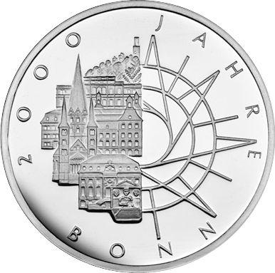 Аверс монеты - 10 марок 1989 года D "Бонн" - цена серебряной монеты - Германия, ФРГ