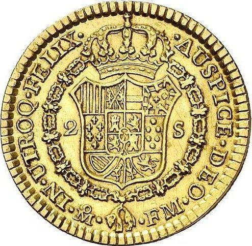 Reverso 2 escudos 1800 Mo FM - valor de la moneda de oro - México, Carlos IV