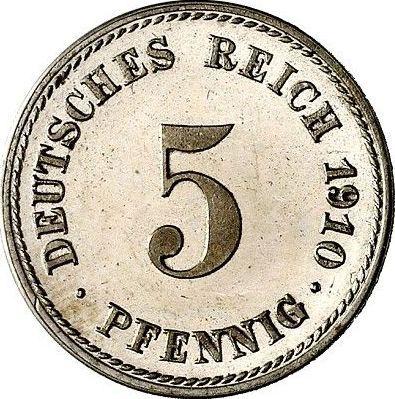 Awers monety - 5 fenigów 1910 F "Typ 1890-1915" - cena  monety - Niemcy, Cesarstwo Niemieckie