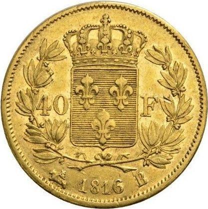 Reverse 40 Francs 1816 B "Type 1816-1824" Rouen - France, Louis XVIII