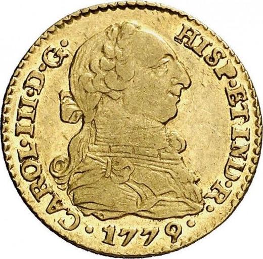 Аверс монеты - 1 эскудо 1779 года S CF - цена золотой монеты - Испания, Карл III