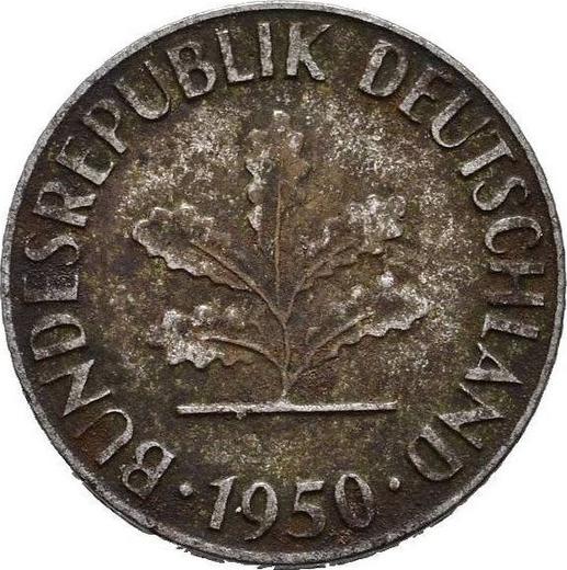 Реверс монеты - 1 пфенниг 1950-1971 года Без покрытия - цена  монеты - Германия, ФРГ