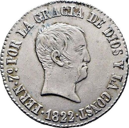 Аверс монеты - 4 реала 1822 года B SP - цена серебряной монеты - Испания, Фердинанд VII