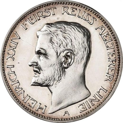 Obverse Pattern 3 Mark 1909 A "Reuss-Greitz" - Silver Coin Value - Germany, German Empire