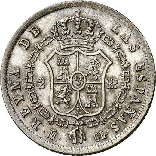 Реверс монеты - 2 реала 1838 года M CL - цена серебряной монеты - Испания, Изабелла II