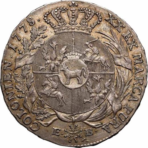 Реверс монеты - Полталера 1778 года EB "Лента в волосах" - цена серебряной монеты - Польша, Станислав II Август