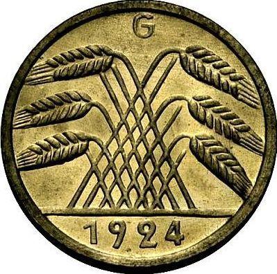 Реверс монеты - 5 рейхспфеннигов 1924 года G - цена  монеты - Германия, Bеймарская республика