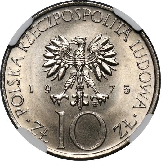 Аверс монеты - 10 злотых 1975 года MW AJ "200 лет со дня рождения Адама Мицкевича" - цена  монеты - Польша, Народная Республика