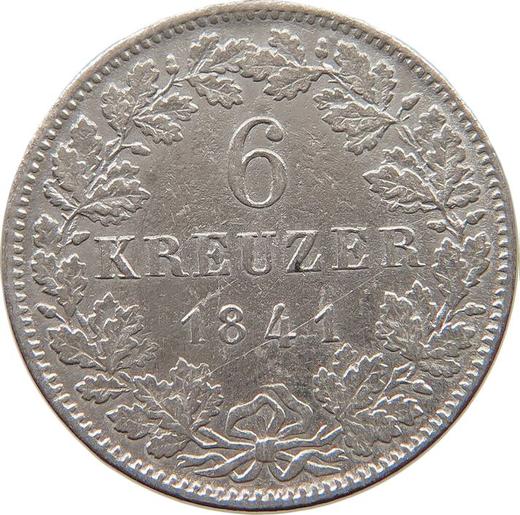 Реверс монеты - 6 крейцеров 1841 года - цена серебряной монеты - Вюртемберг, Вильгельм I