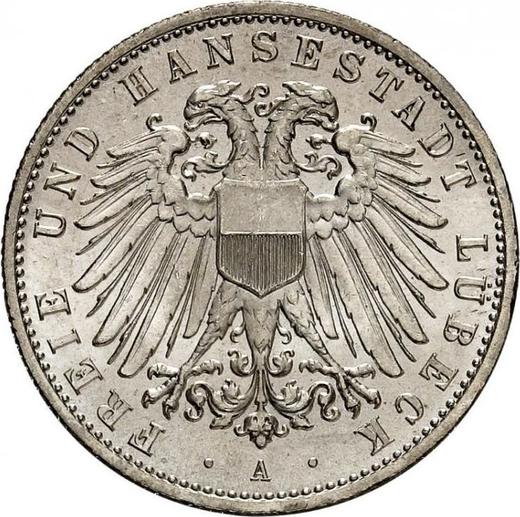 Аверс монеты - 2 марки 1911 года A "Любек" - цена серебряной монеты - Германия, Германская Империя