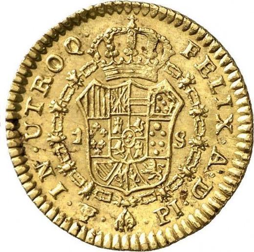 Реверс монеты - 1 эскудо 1805 года PTS PJ - цена золотой монеты - Боливия, Карл IV