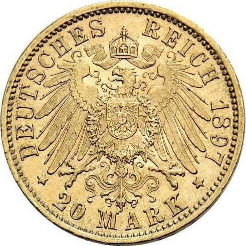Реверс монеты - 20 марок 1897 года F "Вюртемберг" - цена золотой монеты - Германия, Германская Империя