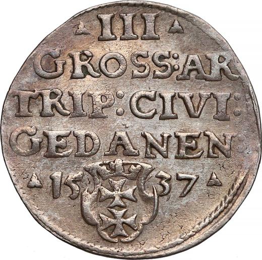 Rewers monety - Trojak 1537 "Gdańsk" - cena srebrnej monety - Polska, Zygmunt I Stary