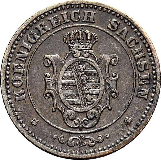 Аверс монеты - 2 пфеннига 1864 года B - цена  монеты - Саксония-Альбертина, Иоганн