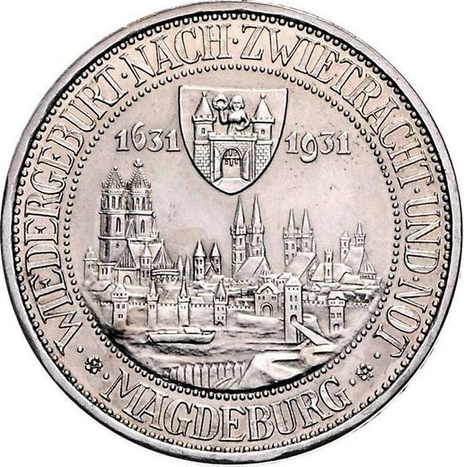 Reverso 3 Reichsmarks 1931 A "Magdeburgo" - valor de la moneda de plata - Alemania, República de Weimar