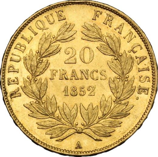 Reverse 20 Francs 1852 A Paris - France, Napoleon III