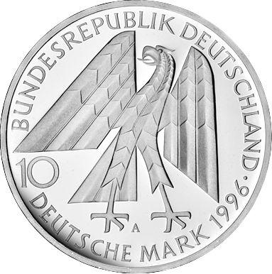Reverso 10 marcos 1996 A "La Obra Kolping" - valor de la moneda de plata - Alemania, RFA