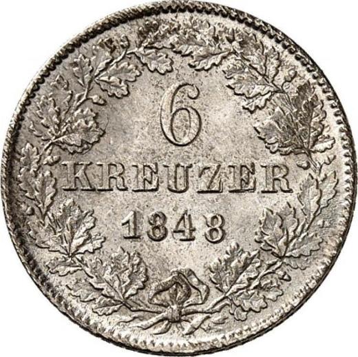 Rewers monety - 6 krajcarów 1848 - cena srebrnej monety - Badenia, Leopold