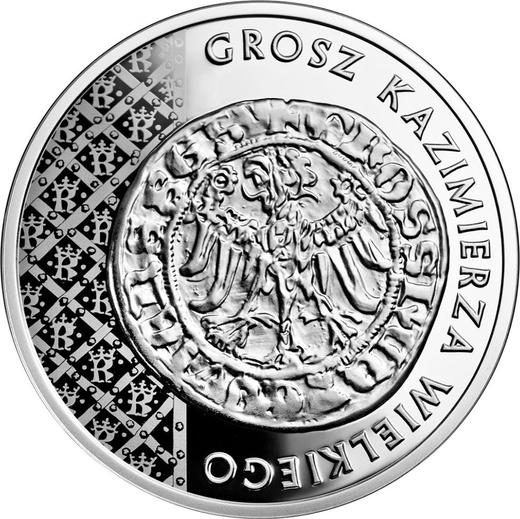 Reverso 20 eslotis 2015 MW "Grosz de Casimiro III el Grande" - valor de la moneda de plata - Polonia, República moderna