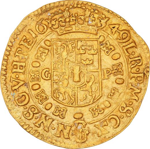 Rewers monety - Dukat 1649 GP "Popiersie w wieńcu" - cena złotej monety - Polska, Jan II Kazimierz