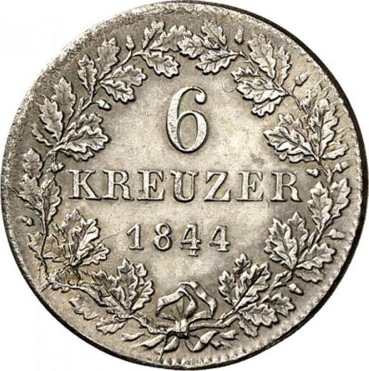 Реверс монеты - 6 крейцеров 1844 года - цена серебряной монеты - Гессен-Дармштадт, Людвиг II