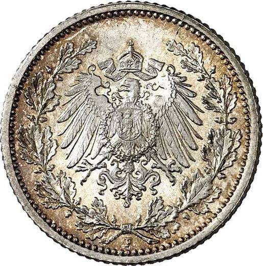 Reverse 1/2 Mark 1909 F "Type 1905-1919" - Silver Coin Value - Germany, German Empire