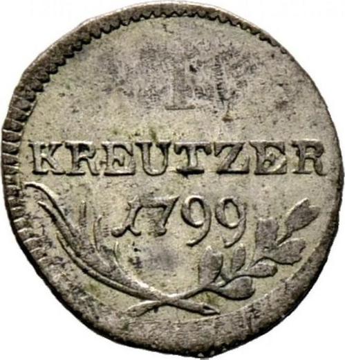 Реверс монеты - 1 крейцер 1799 года - цена серебряной монеты - Вюртемберг, Фридрих I Вильгельм