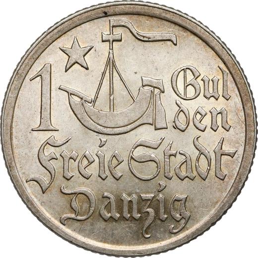 Rewers monety - 1 gulden 1923 "Koga" - cena srebrnej monety - Polska, Wolne Miasto Gdańsk