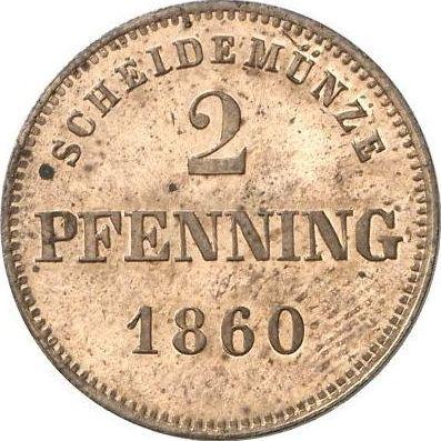 Реверс монеты - 2 пфеннига 1860 года - цена  монеты - Бавария, Максимилиан II