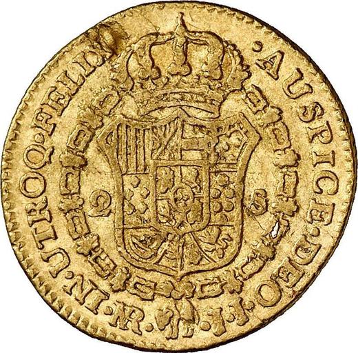 Реверс монеты - 2 эскудо 1788 года NR JJ - цена золотой монеты - Колумбия, Карл III