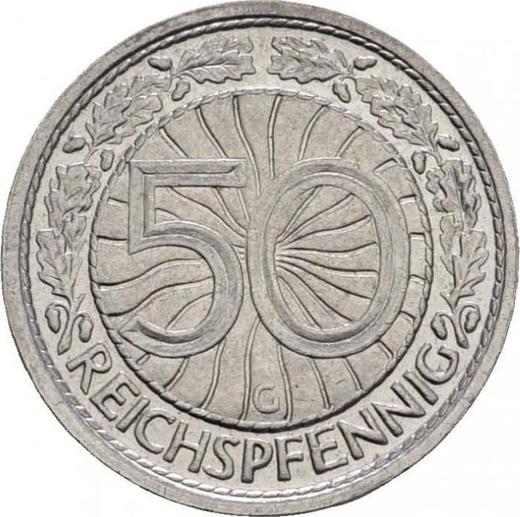 Реверс монеты - 50 рейхспфеннигов 1935 года G - цена  монеты - Германия, Bеймарская республика