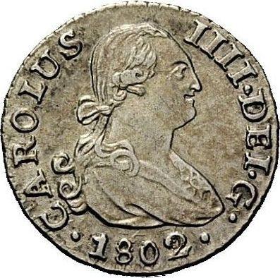 Аверс монеты - 1/2 реала 1802 года S CN - цена серебряной монеты - Испания, Карл IV