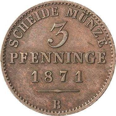 Реверс монеты - 3 пфеннига 1871 года B - цена  монеты - Пруссия, Вильгельм I