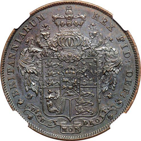 Reverso Prueba 1 Corona 1828 Cobre - valor de la moneda  - Gran Bretaña, Jorge IV
