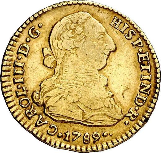 Аверс монеты - 2 эскудо 1789 года So DA - цена золотой монеты - Чили, Карл III