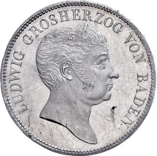 Аверс монеты - 2 гульдена 1821 года - цена серебряной монеты - Баден, Людвиг I
