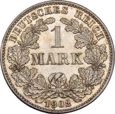 Аверс монеты - 1 марка 1902 года G "Тип 1891-1916" - цена серебряной монеты - Германия, Германская Империя