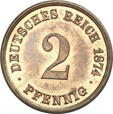 Аверс монеты - 2 пфеннига 1874 года A "Тип 1873-1877" - цена  монеты - Германия, Германская Империя