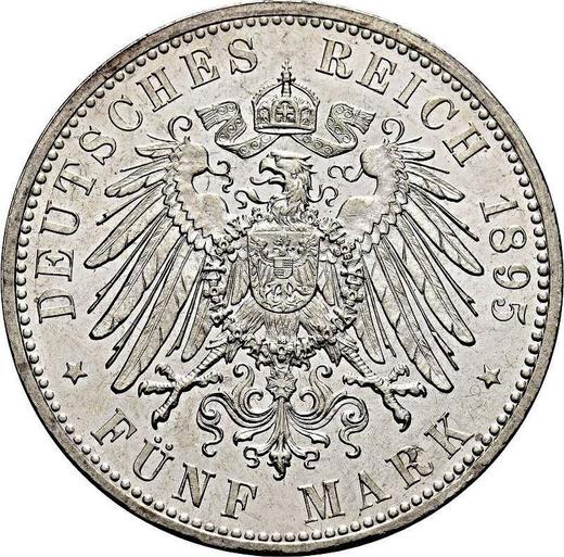 Reverso 5 marcos 1895 F "Würtenberg" - valor de la moneda de plata - Alemania, Imperio alemán