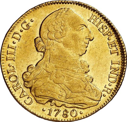 Аверс монеты - 8 эскудо 1780 года So DA - цена золотой монеты - Чили, Карл III