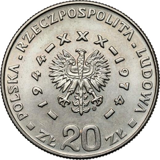 Аверс монеты - Пробные 20 злотых 1974 года MW WK "30 лет Польской Народной Республики" Медно-никель - цена  монеты - Польша, Народная Республика