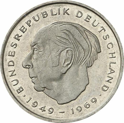 Аверс монеты - 2 марки 1976 года F "Теодор Хойс" - цена  монеты - Германия, ФРГ