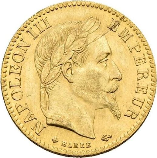 Аверс монеты - 10 франков 1866 года BB "Тип 1861-1868" Страсбург - цена золотой монеты - Франция, Наполеон III