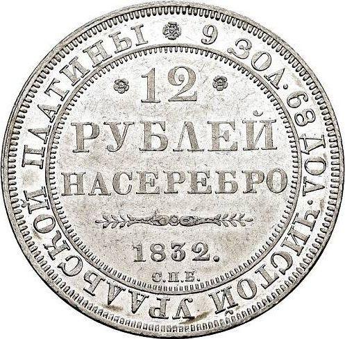 Reverso 12 rublos 1832 СПБ - valor de la moneda de platino - Rusia, Nicolás I