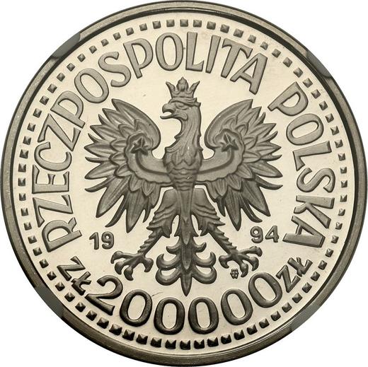 Obverse 200000 Zlotych 1994 MW ET "Sigismund I the Old" Bust portrait - Silver Coin Value - Poland, III Republic before denomination