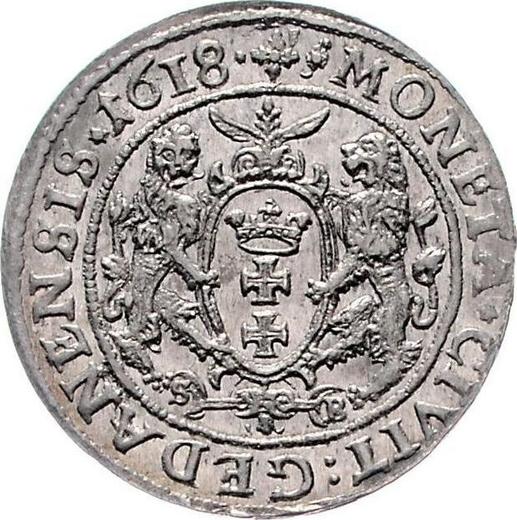 Rewers monety - Ort (18 groszy) 1618 SB "Gdańsk" - cena srebrnej monety - Polska, Zygmunt III