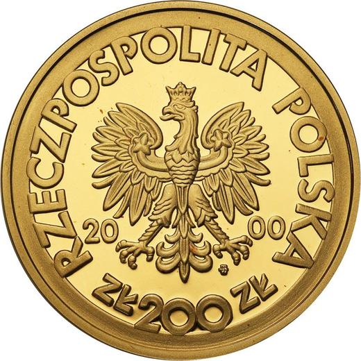 Anverso 200 eslotis 2000 MW RK "10 aniversario de la fundación de Solidaridad" - valor de la moneda de oro - Polonia, República moderna
