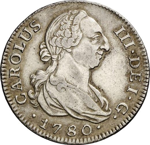 Аверс монеты - 4 реала 1780 года M PJ - цена серебряной монеты - Испания, Карл III